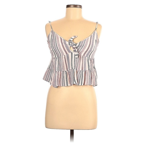 Jun & Ivy Sleeveless Stripped Ruffle Boho Blouse - Picture 2 of 8